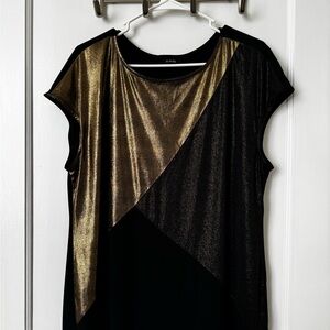 Alfani Metallic Gold and Black Sleeveless Blouse